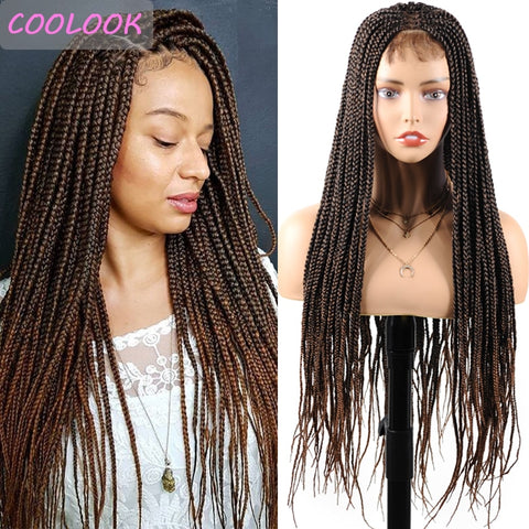Trendy 30 INCH Ombre Brown Box Braided Lace Wigs With Baby Hair - TrendsetterbyTracy Boutique