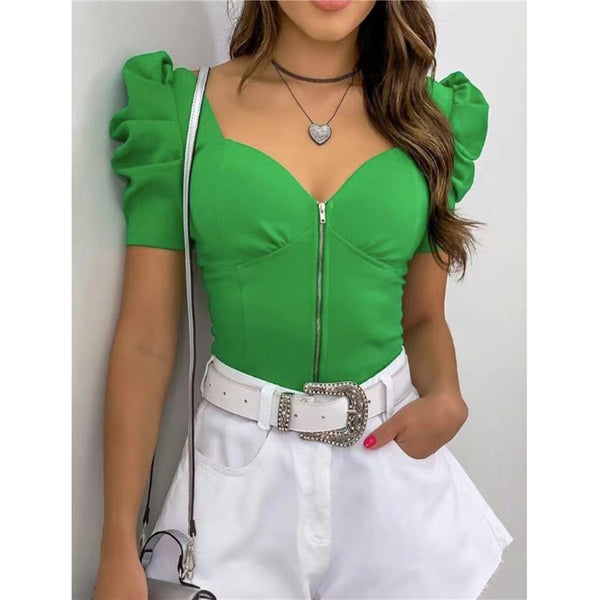 Trendy Puff Sleeve Casual Elegant Blouse - TrendsetterbyTracy Boutique