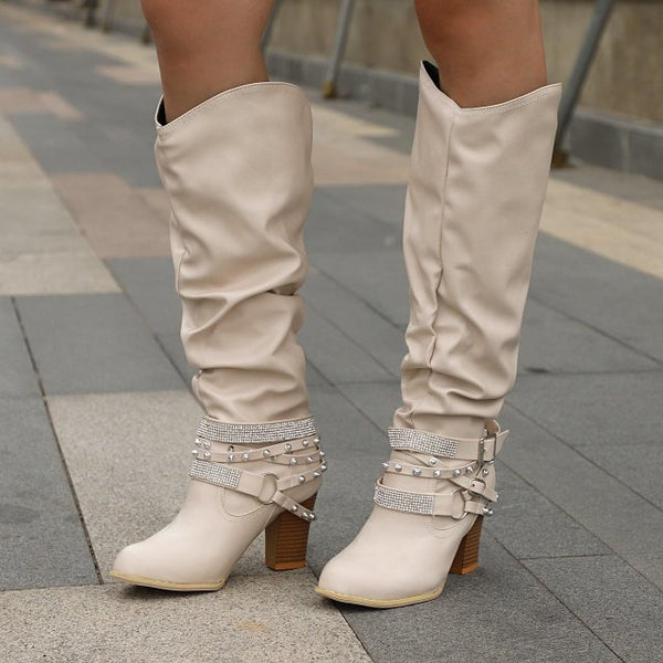 Trendy Square Heel Knee High Boots - TrendsetterbyTracy Boutique