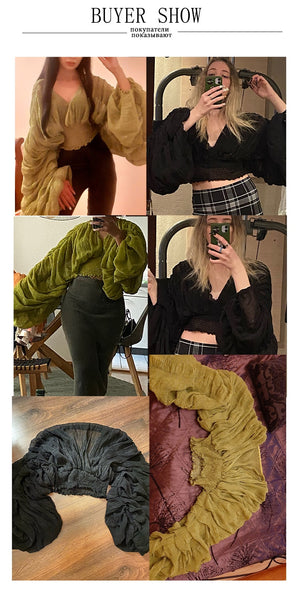 Trendy Chiffon Elegant Puff Blouse - TrendsetterbyTracy Boutique